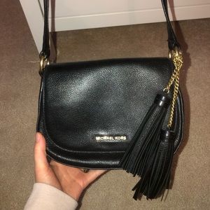 Michael Kors Black Tassel Leather Shoulder Bag